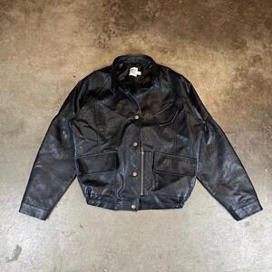 Princess Polly black leather bomber jacket Women's Size S/M